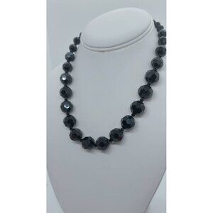 Monet graduated black Faceted‎ glass bead necklace